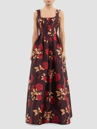 Rebecca Vallance Women's Melora Floral Ball Gown - Merlot Vintage Rose | Thumbnail 2