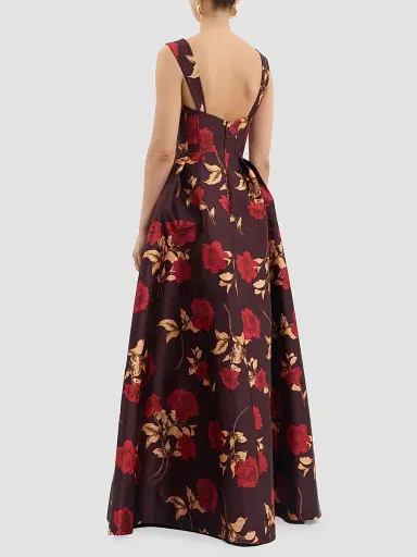 Rebecca Vallance Women's Melora Floral Ball Gown - Merlot Vintage Rose | Thumbnail 3