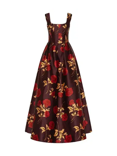 Rebecca Vallance Women's Melora Floral Ball Gown - Merlot Vintage Rose | Thumbnail 1