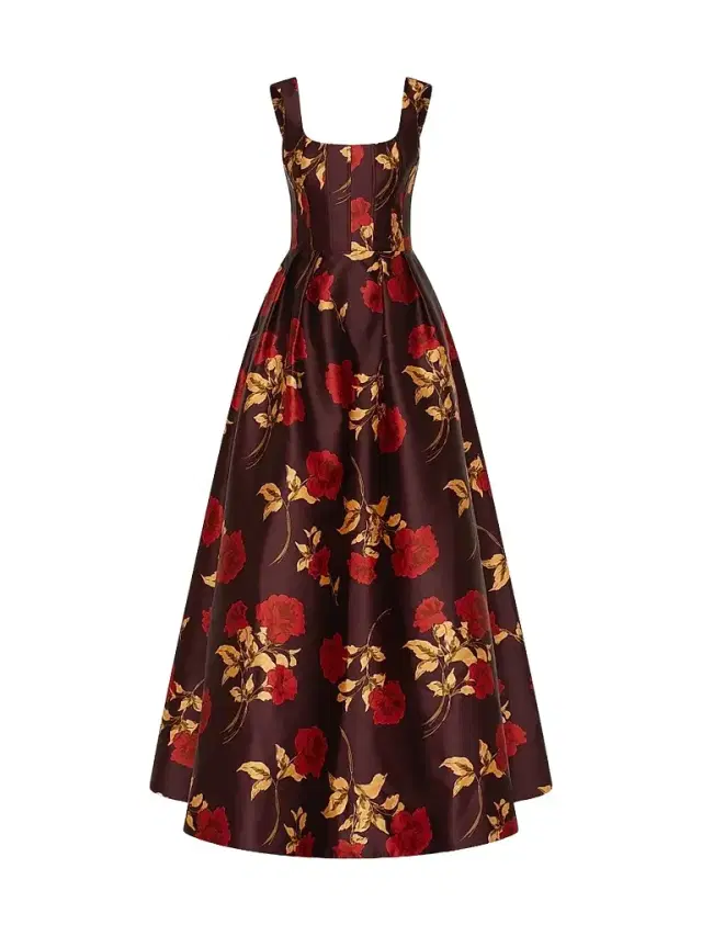 Rebecca Vallance Women's Melora Floral Ball Gown - Merlot Vintage Rose