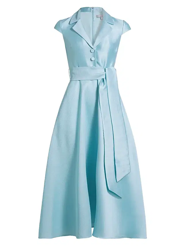 Badgley Mischka Women's Pebble Gazar Sash-Waist Cocktail Dress - Hydra Blue
