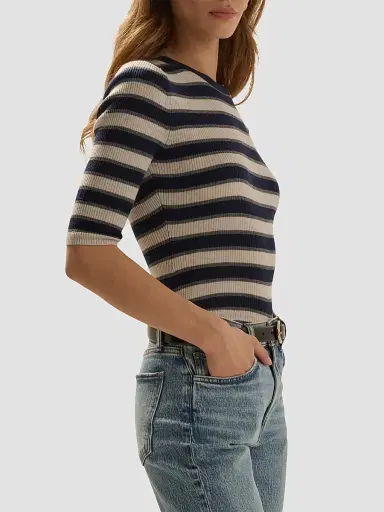 Favorite Daughter Women's The Amelia Striped Wool Top - Midnight Stripe | Thumbnail 5 Favorite Daughter Women's The Amelia Striped Wool Top - Midnight Stripe | Thumbnail 5