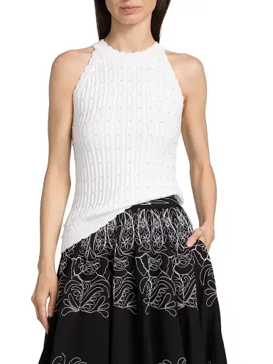 Elie Tahari Women's The Lima Pearl Sleeveless Top - Sky White | Thumbnail 3