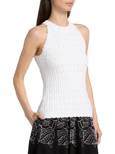 Elie Tahari Women's The Lima Pearl Sleeveless Top - Sky White | Thumbnail 4
