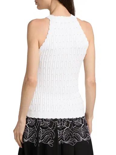 Elie Tahari Women's The Lima Pearl Sleeveless Top - Sky White | Thumbnail 5