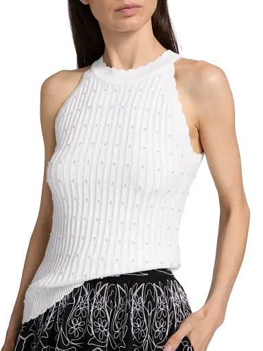 Elie Tahari Women's The Lima Pearl Sleeveless Top - Sky White | Thumbnail 6
