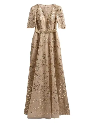 Teri Jon by Rickie Freeman Women's Sequined Floral Tulle Gown | Thumbnail 1 Teri Jon by Rickie Freeman Women's Sequined Floral Tulle Gown | Thumbnail 1