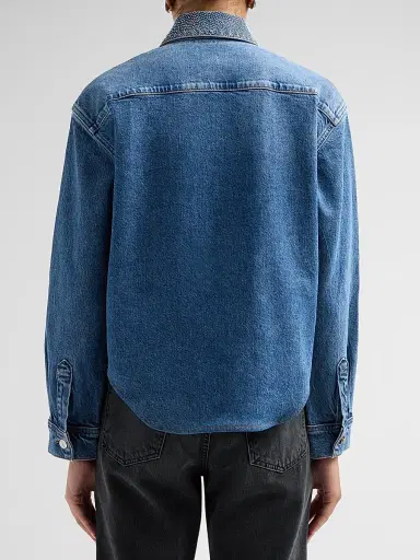 Ramy Brook Women's Alison Rhinestone-Trim Denim Shirt | Thumbnail 3 Ramy Brook Women's Alison Rhinestone-Trim Denim Shirt | Thumbnail 3