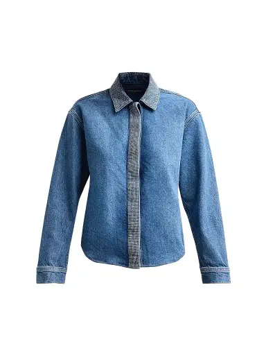 Ramy Brook Women's Alison Rhinestone-Trim Denim Shirt | Thumbnail 1 Ramy Brook Women's Alison Rhinestone-Trim Denim Shirt | Thumbnail 1