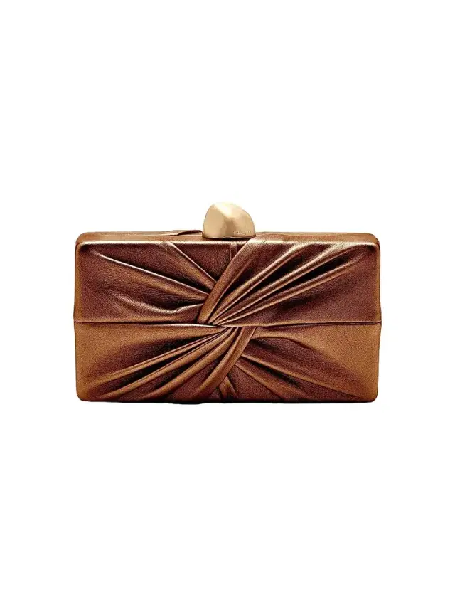 Cult Gaia Women's Lisse Metallic Leather Clutch - Bronze