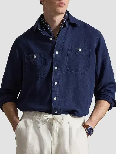 Polo Ralph Lauren Men's Classic-Fit Linen-Silk Shirt | Thumbnail 4
