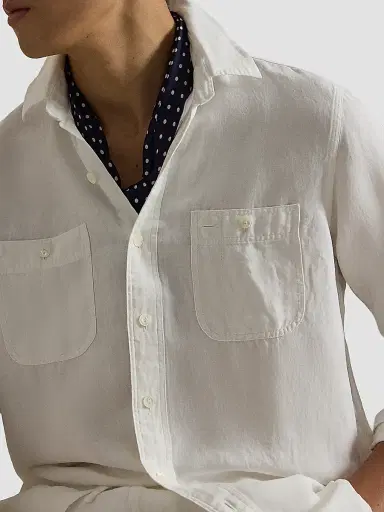 Polo Ralph Lauren Men's Classic-Fit Linen-Silk Shirt - White - Size XXL | Thumbnail 5