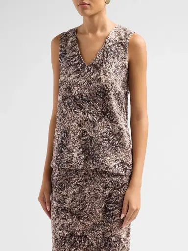 Kiton Women's Sequined V-Neck Top - Brown | Thumbnail 4 Kiton Women's Sequined V-Neck Top - Brown | Thumbnail 4