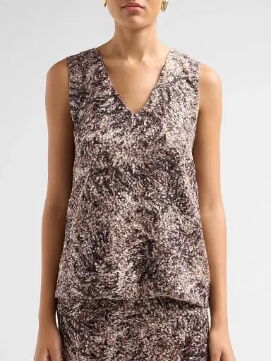 Kiton Women's Sequined V-Neck Top - Brown | Thumbnail 5 Kiton Women's Sequined V-Neck Top - Brown | Thumbnail 5