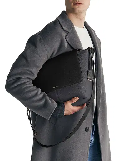Maison de Sabre Leather Flaire Messenger Bag - Graphite Caviar | Thumbnail 2 Maison de Sabre Leather Flaire Messenger Bag - Graphite Caviar | Thumbnail 2