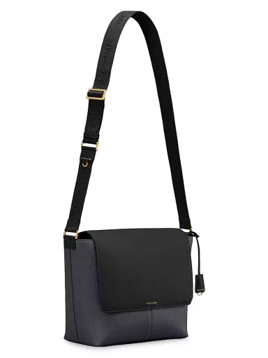 Maison de Sabre Leather Flaire Messenger Bag - Graphite Caviar | Thumbnail 4 Maison de Sabre Leather Flaire Messenger Bag - Graphite Caviar | Thumbnail 4