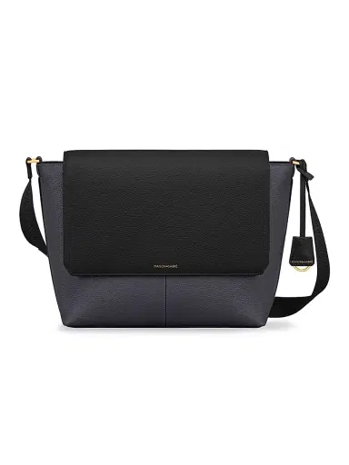 Maison de Sabre Leather Flaire Messenger Bag - Graphite Caviar | Thumbnail 1 Maison de Sabre Leather Flaire Messenger Bag - Graphite Caviar | Thumbnail 1
