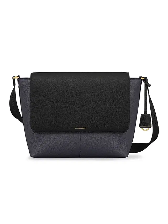 Maison de Sabre Leather Flaire Messenger Bag - Graphite Caviar