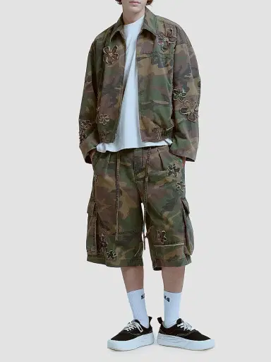Nahmias Men's Floral Patch Crystal Camo Bomber Jacket - Camo | Thumbnail 2