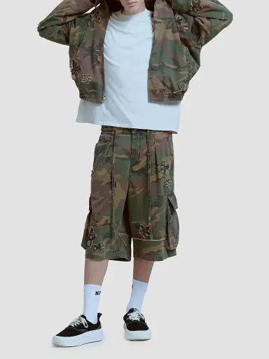 Nahmias Men's Floral Patch Crystal Camo Bomber Jacket - Camo | Thumbnail 6