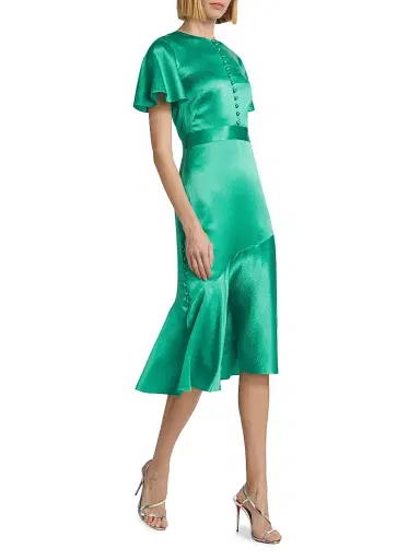 Prabal Gurung Women's Victoria Flutter-Sleeve Cocktail Dress - Emerald | Thumbnail 2 Prabal Gurung Women's Victoria Flutter-Sleeve Cocktail Dress - Emerald | Thumbnail 2