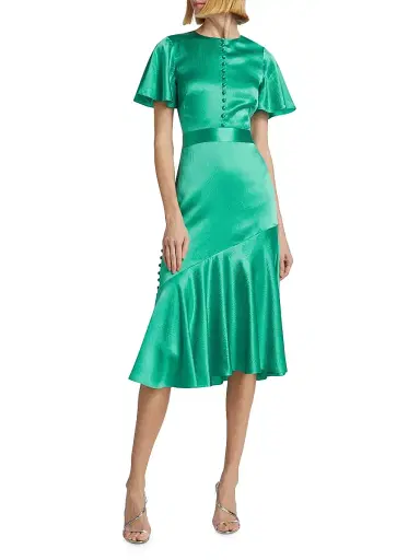 Prabal Gurung Women's Victoria Flutter-Sleeve Cocktail Dress - Emerald | Thumbnail 3 Prabal Gurung Women's Victoria Flutter-Sleeve Cocktail Dress - Emerald | Thumbnail 3