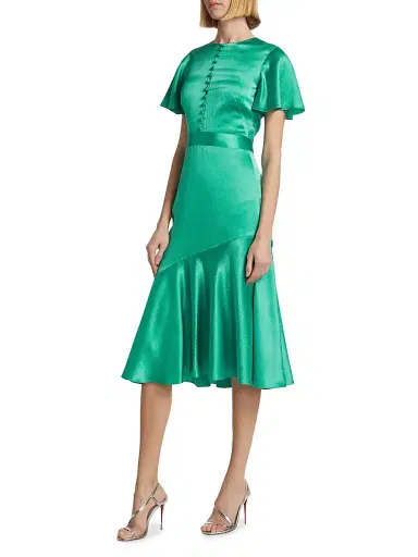 Prabal Gurung Women's Victoria Flutter-Sleeve Cocktail Dress - Emerald | Thumbnail 4 Prabal Gurung Women's Victoria Flutter-Sleeve Cocktail Dress - Emerald | Thumbnail 4