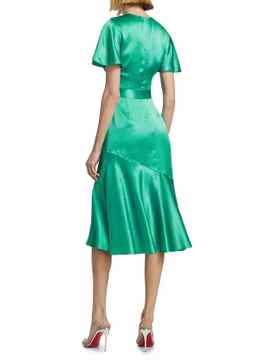 Prabal Gurung Women's Victoria Flutter-Sleeve Cocktail Dress - Emerald | Thumbnail 5 Prabal Gurung Women's Victoria Flutter-Sleeve Cocktail Dress - Emerald | Thumbnail 5