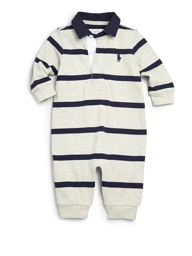 Baby's Striped Coverall - Grey