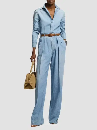 Ralph Lauren Collection Women's Callie Denim Button-Front Shirt - Cirrus Indigo | Thumbnail 2