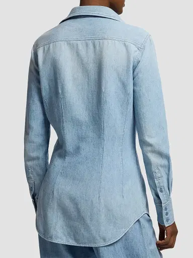Ralph Lauren Collection Women's Callie Denim Button-Front Shirt - Cirrus Indigo | Thumbnail 5