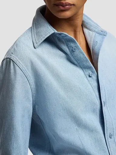 Ralph Lauren Collection Women's Callie Denim Button-Front Shirt - Cirrus Indigo | Thumbnail 6