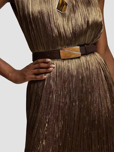 Ralph Lauren Collection Women's Virna Pleated Lamé Cocktail Dress - Antique Bronze | Thumbnail 7 Ralph Lauren Collection Women's Virna Pleated Lamé Cocktail Dress - Antique Bronze | Thumbnail 7