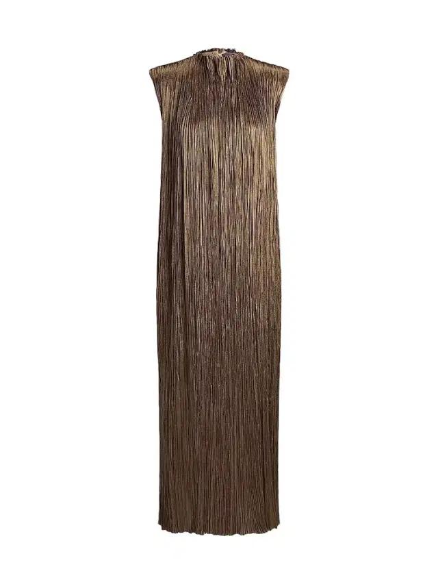 Women's Virna Pleated Lamé Cocktail Dress - Antique Bronze