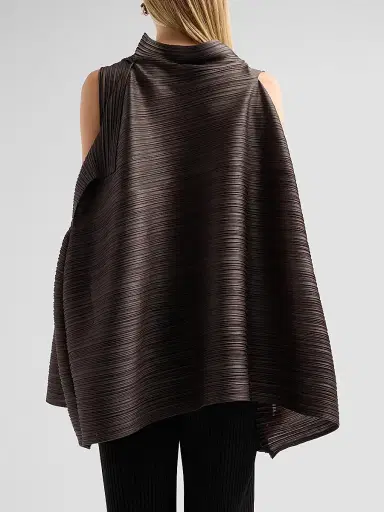 Pleats Please Issey Miyake Women's Bouncy Basket Weave Top - Charcoal | Thumbnail 3