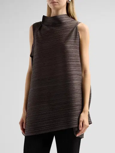 Pleats Please Issey Miyake Women's Bouncy Basket Weave Top - Charcoal | Thumbnail 4