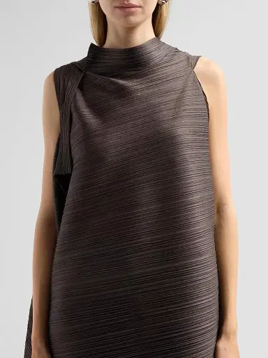 Pleats Please Issey Miyake Women's Bouncy Basket Weave Top - Charcoal | Thumbnail 5