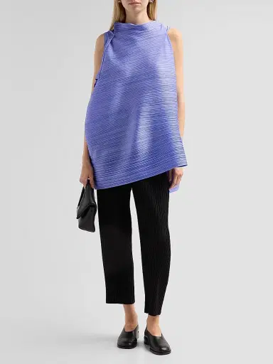 Pleats Please Issey Miyake Women's Bouncy Basket Weave Top - Steel Blue | Thumbnail 2