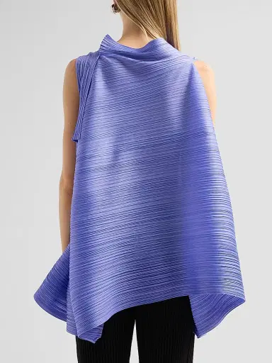 Pleats Please Issey Miyake Women's Bouncy Basket Weave Top - Steel Blue | Thumbnail 3