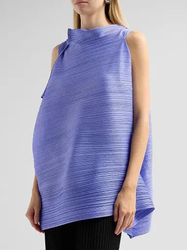 Pleats Please Issey Miyake Women's Bouncy Basket Weave Top - Steel Blue | Thumbnail 4