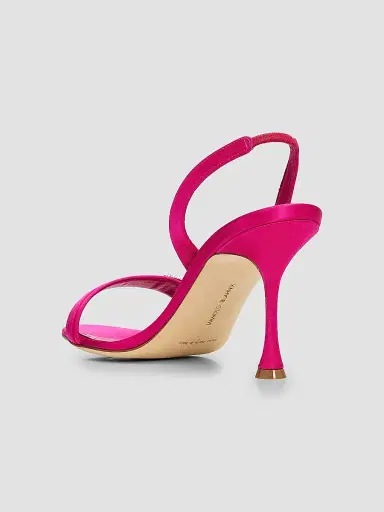 Manolo Blahnik Women's Zutosan 90MM Satin Slingback Sandals - Pink - Size 12 | Thumbnail 4