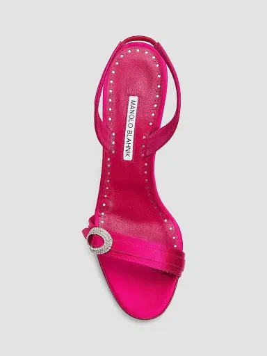 Manolo Blahnik Women's Zutosan 90MM Satin Slingback Sandals - Pink - Size 12 | Thumbnail 5