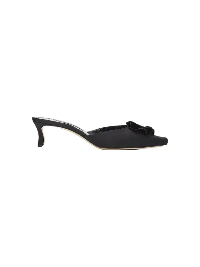 Manolo Blahnik Women's Caulon 50MM Satin Velvet-Trimmed Mules - Black