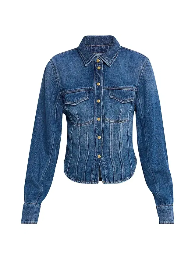 Ganni Women's Denim Corset Shirt - Indigo