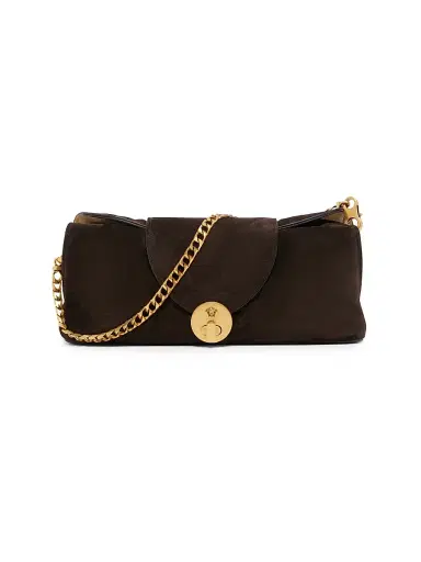 Versace Women's Medusa Suede Clutch - Moka Gold | Thumbnail 1 Versace Women's Medusa Suede Clutch - Moka Gold | Thumbnail 1