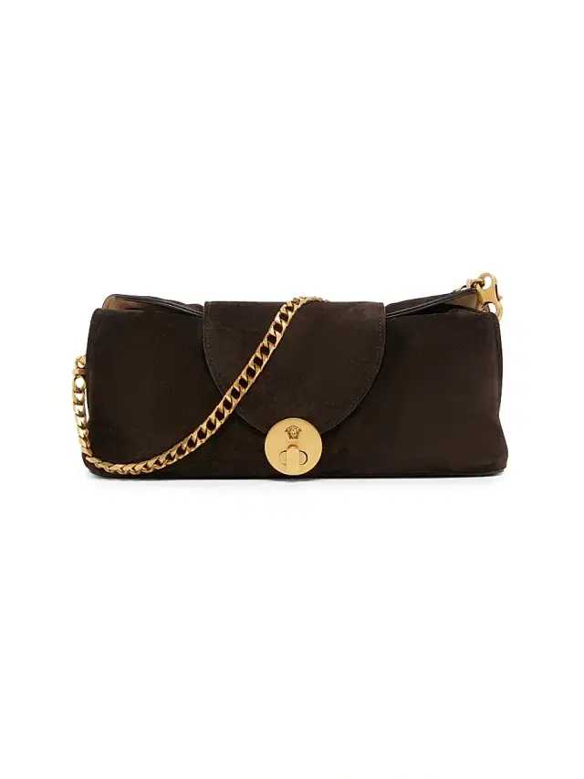 Versace Women's Medusa Suede Clutch - Moka Gold