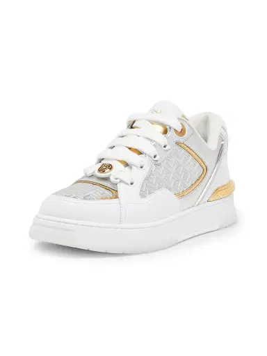 Versace Men's Laminated Leather Sneakers - White Silver - Size 14 | Thumbnail 2 Versace Men's Laminated Leather Sneakers - White Silver - Size 14 | Thumbnail 2