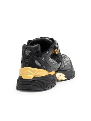 Versace Men's La Greca Leather & Mesh Low-Top Sneakers - Black Gold - Size 13 | Thumbnail 3 Versace Men's La Greca Leather & Mesh Low-Top Sneakers - Black Gold - Size 13 | Thumbnail 3