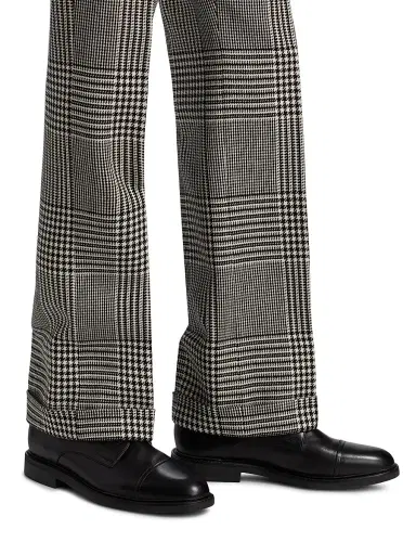 TOM FORD Men's Master Prince of Wales Wool Trousers - Black White | Thumbnail 5
