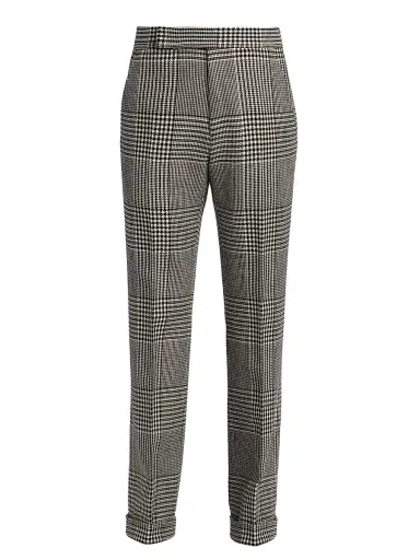 TOM FORD Men's Master Prince of Wales Wool Trousers - Black White | Thumbnail 1